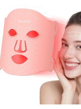 Rechargeable Red Light Therapy Mask, 7 Colors LED Face Mask Light Therapy